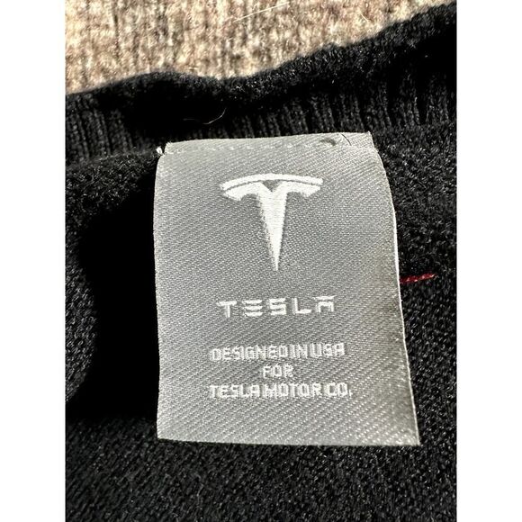 Tesla Motor Company Black V Neck Logo Quiet Luxury Car Cardigan Sweater XXL - Picture 7 of 8